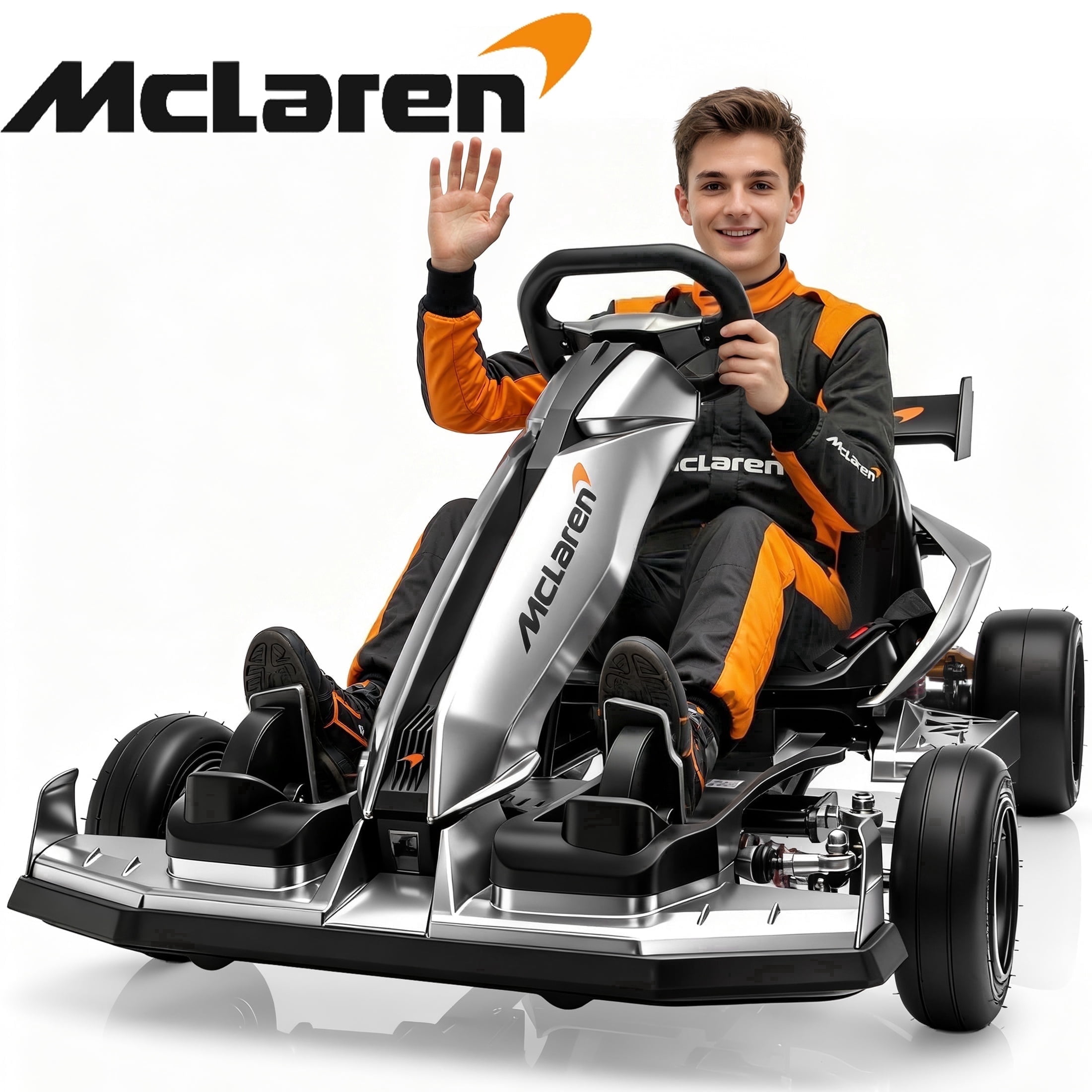 iYofe 48V Licensed McLaren Electric Drift Go Kart for Kids, Powered Ride on Crazy Go Cart with Adjustable Seat & Racing Pedal, 4 Wheels Spring Suspension, 750W Motor, 15 MPH, Ages 14+