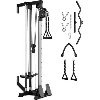 Cable Crossover Machine, Lat Pulldown Cable Training for Home Gym Station, Wall Mounted Pulley Tower functional trainer with Adjustable 18 Positions Dual Pulley System