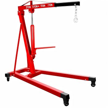 Engine Hoist 2 ton 4400 lbs Red Non-Folding Hydraulic Crane with 9 ton Jack, Steel Garage Jack stand for Automotive Engine Repair and Heavy Equipment