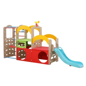 UNICOO® 10 in 1 Indoor Playground, Jungle Gym Playset with Slide, Climbing Wall, Ladder, Swing, Basketball, Hanging Rings for Home and Daycare ()