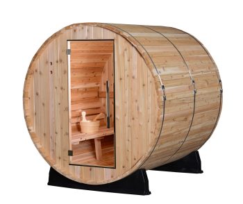 Pinnacle 4-Person Barrel Sauna in Rustic Cedar