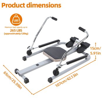 Porfeet Home Rowing Machine, Hydraulic Rower with LCD Monitor, Adjustable Resistance up to 110LBS and Large Cushioned Seat, 265LBS Quiet Rowing Machine for Aerobic Exercise Fitness,Black