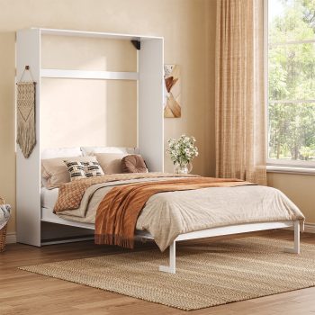 Full Size Murphy Bed Cabinet, Space-Saving Foldable Wall Bed Frame for Bedroom, Guest Room