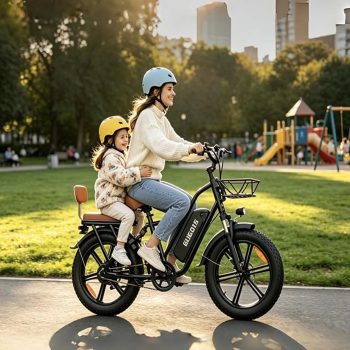 750W 2 Seater Electric Bike for Adults, 20" x 4.0 Fat Tire Electric Mountain Bike, 48V 15.6Ah Battery City Commuter Ebike, Full Suspension Max.20mph UL2849