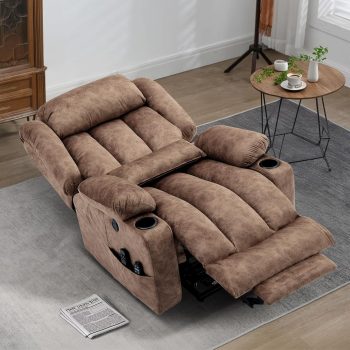 MEETWARM Oversized Dual Motor Lay Flat Power Lift Recliner Chair for Big Man with Heat Massage, Large Sleeping Electric Recliner with Extended Footrest, Lumbar Pillow, USB & Type-C Ports