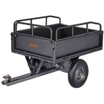 VEVOR Garden Utility Trailer, 10 Cu. ft & 500lbs Capacity, Tow Behind Steel Dump Cart with 14" Tires, Heavy Duty Yard Trailers for ATV, UTV