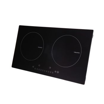 KFFKFF Electric Cooktop, 2 Burners, 24'' Induction Stove, Built-in Magnetic Surface 1800W, 9 Heat Settings, Multifunctional Design with LED Touch Control, Child Lock & Overheat Protection