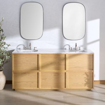 Safavieh Couture Zeus 72" Double Sink Bathroom Vanity, Natural/White