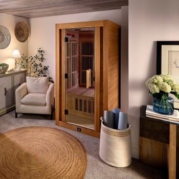 Backyard Discovery Rylan 1-Person Infrared Sauna, 8 Infrared Heaters, Red Light Therapy