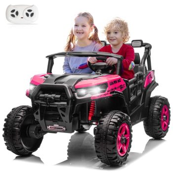 UBesGoo 24V Ride On Car UTV, 2WD/4WD 2 Seater Kid Electric Power Wheels with Remote Control, LED Lights, Spring Suspension, Music