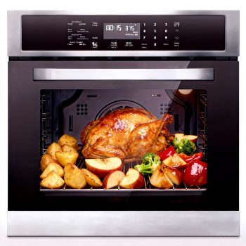 Sunmaki Wall Oven 24 Inch Single Wall Oven, 2.5 Cu. Ft Electric Built-in Convection Oven LED Digital Display Touch Control Timer Alarm Clock Child Lock for Kitchen, Drop Down Door in Stainless Steel
