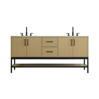 Elegant Furniture and Lighting 72 inch Double Bathroom Vanity in Honey Brown