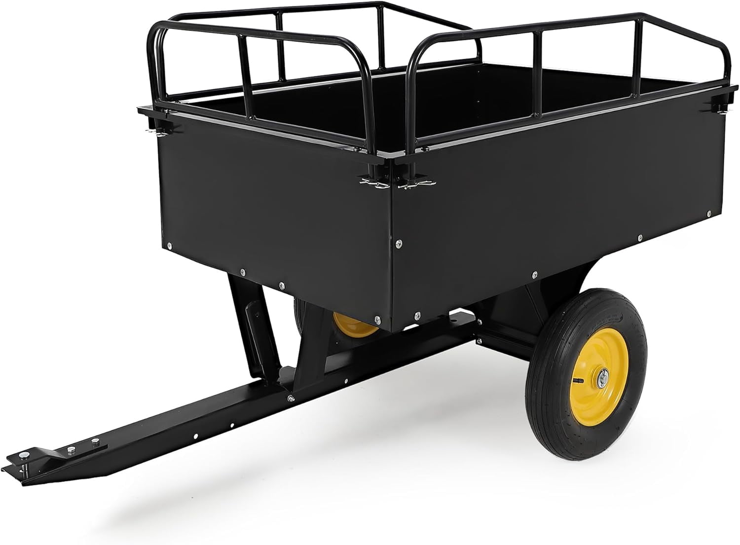 17 cu Ft 750 lb Heavy-Duty Utility Dump Cart - Steel Hand/Foot Dump 16in Tires ATV/UTV