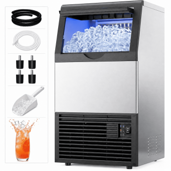 Friwest Commercial Ice Maker Machine, 100LBS/24H Built-In Ice Maker with 33LBS Storage Bin, Under Counter Ice Machine, Self-Cleaning Ice Maker for Home Bar, Kitchen, Office, Restaurant