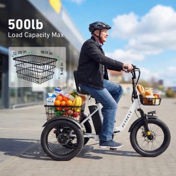 ACTBEST Electric Tricycle for Adults, 18"x3.0" Fat Tire 3-Wheel Electric Bike, 500W Motor 48V 10.4Ah Battery, Folding E-Trike Up to 18Mph ()