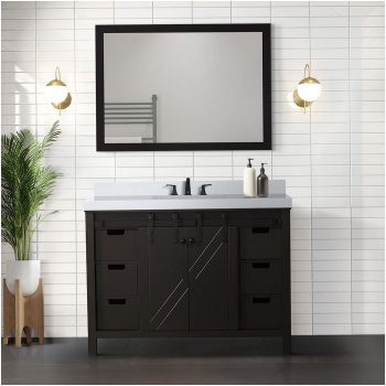 COSMOS 48 Inch Brown Bathroom Vanity with Soft Close Drawers, Solid Wood Construction