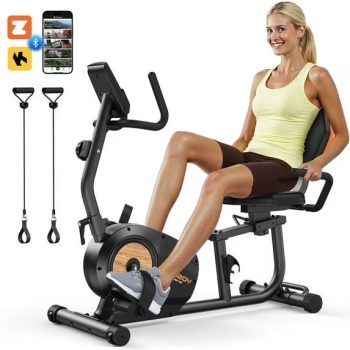 FED Fitness PRO Recumbent Bike 350 lbs Capacity, 16-Level Magnetic Resistance, Smart App & Pulse Sensors