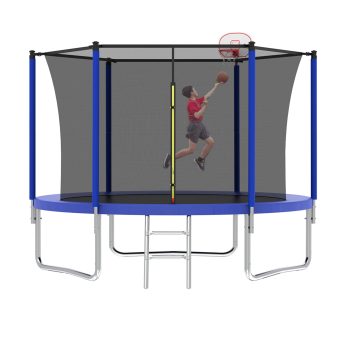Alvantor Trampoline 10 ft Trampolines with Basketball Hoop & Enclosure Net for Outdoor