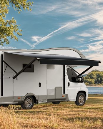 VEVOR Motorized RV Awning Complete Kit, 16' Retractable Awning with Aluminum Alloy Frame, Outdoor Trailer Awning, Fit for Most RVs(Black Fade)