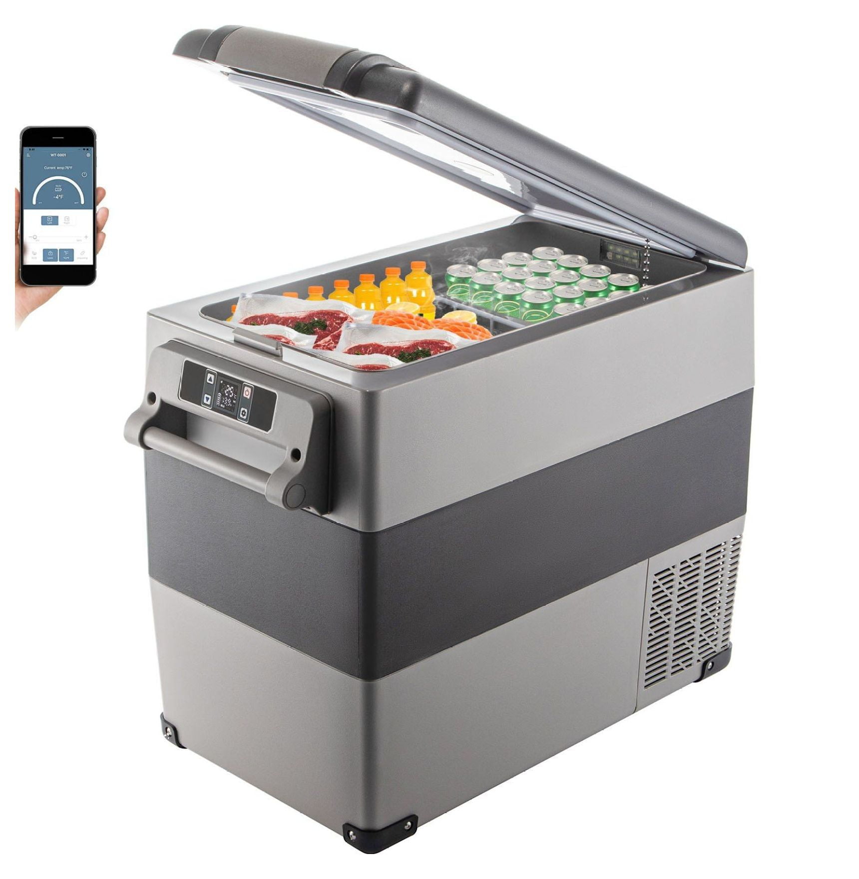 12 Volt Refrigerator 58 Qt, Dual Zone Car Fridge Freezer, Portable Compressor Cooler - 12/24V DC & 110-240V AC for RV, Camping, Truck & Home Use