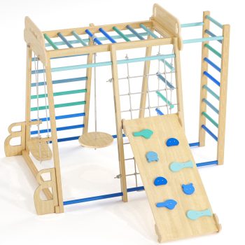 Buballino Climb and Slide Jungle Gym, Wooden, Toddler Playset, Indoor