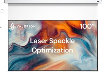 Valerion PureVision Motorized Projector Screen, 4K/8K UHD Ready, 20" Adjustable Drop, Black Backing, Long Throw Only