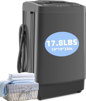 Adnoom Portable Washing Machine, 17.8lbs Dryer & Washer Combo, 10 Programs 8 Water Level Fully Automatic Washing Machine for Dorm, Apartments, Home
