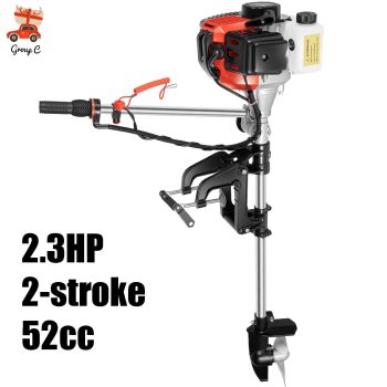 2 Stroke 2.3HP 52cc Gasoline Outboard Motor Fishing Boat Engine with Water Cooling CDI System(2.3HP 2-Stroke Water Cooling)