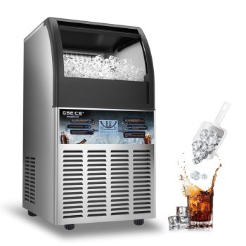 GSEICE ETL-Certified Commercial Ice Maker Machine 80Lbs/24H, Freestanding Fast Business Ice Maker, Self-Cleaning Ice Machine with LED Display for Bar, Office, Cafe, Hotel