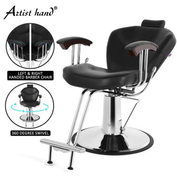 Artist hand Left/Right Handed Heavy Duty All Purpose Reclining Barber Chair Salon Beauty Hair Styling