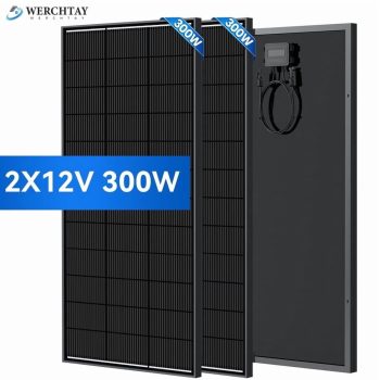 WERCHTAY 600W Monocrystalline Solar Panels (2 x 300W), 12V PV Kit for RV & Marine