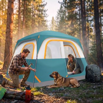 COBIZI Camping Tent, Waterproof Family Cabin Tent with Rainfly & Mesh Windows, Easy Setup Lightweight Tent for Camping, Hiking, Beach & Outdoor