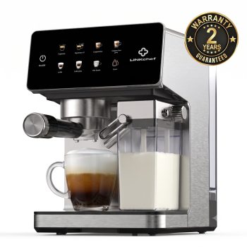 LINKChef Espresso Coffee Machine Maker with Milk Frother Semi-Automatic Cappuccino and Latte Machine for Home, Stainless Steel