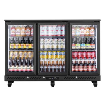 Yeego 3-Door Back Bar Beverage Cooler, 11.3 Cu.Ft Commercial Under Counter Beverage Refrigerator, 324 Cans Capacity, 32-50F, Glass Door, Adjustable Shelves for Bar Restaurant Store