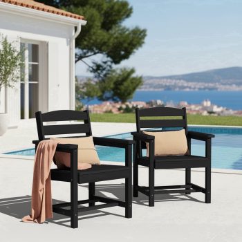 KINGYES All Weather Outdoor Dining Chairs Set of 2, HDPE Oversized Patio Chairs