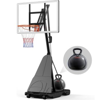 Toremore 44" Basketball Hoop Outdoor, Portable 5.6-10FT Quick Lever Adjustable Basketball Hoop Goal System, Premium Pro-Bounce Clear PC Backboard for Kids Youth and Adults