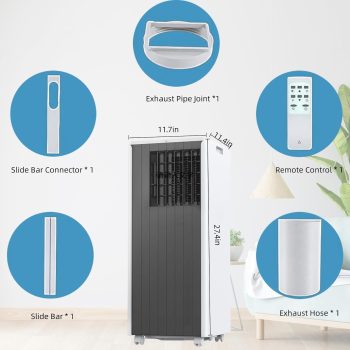 Portable Air Conditioner 8000 BTU, Compact AC Unit with Cooling/Dehumidifier/Fan/Sleep, Air Conditioner Portable with Remote & 24H Timer, Energy Efficient Cooling for Rooms Up to 350 Sq