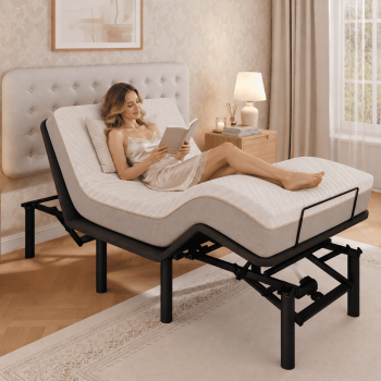 UHOMEPRO Twin XL Adjustable Bed Frame, Electric Power Bed Base with Head & Foot Incline, 6"/12" Adjustable Legs, Wired Remote, Dual Quiet Motors, 750 lbs Capacity, Easy Assembly