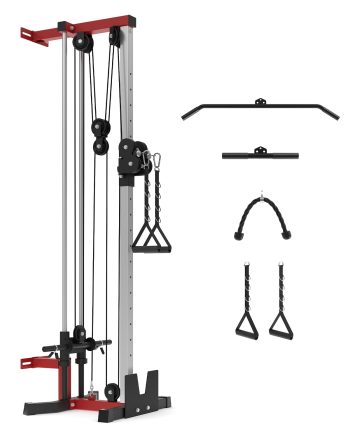 Dual Pulley Wall Mount Cable Machine 400 lb Capacity with 19 Height Adjustments, Commercial Cable Crossover for Home Gym