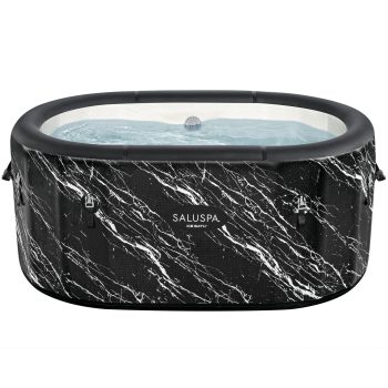 SaluSpa: Glacial Dip - Cold Plunge Inflatable Tub - 60x36x28", Black Marble, Ice Bath, FortiFiber, Polar Shield Year Round Use, Cover & Storage Bag
