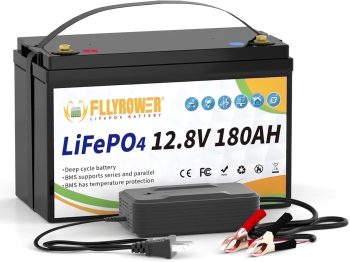 12V 180Ah LiFePO4 Lithium Battery with Charger,for Trolling Motor,RV,Solar,Marine,off Grid,Boat,Camping,15000+Deep Cycles