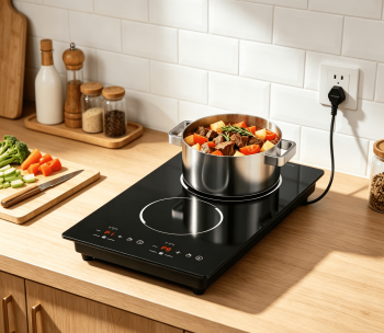 Double Induction Cooktop, WABK 2300W 2 burner Induction Cooker Cooktop, 110V Countertop & Built-in Electric Cooktop with Hot Plate, LED Touch Screen & 9 Power Levels, 2-Hour Timer and Child Lock