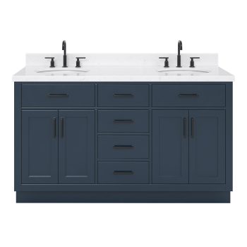 Ariel Hepburn 72 In. Double Oval Sink Bathroom Vanity With Carrara Quartz Countertop 1.5 Edge In