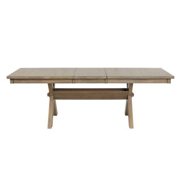 Roundhill Furniture Raven Wood Trestle Extendable Dining Table with Leaf