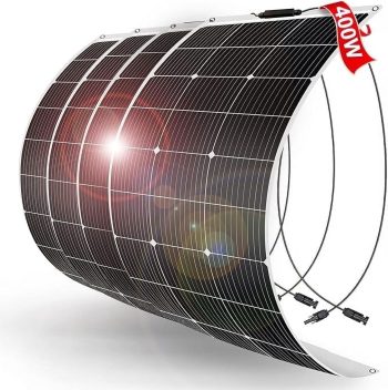 DOKIO Flexible Solar Panel 4x100w() Semi-Flexible Bendable 12V Monocrystalline Off-Grid for RV Boat Cabin Van Car and Caravan RV Boat Camper