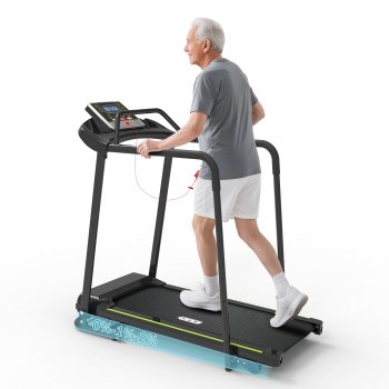 Hapycity Upgraded Folding Treadmill 300 lb 2.5HP with Long Handrails & Incline for Seniors Home Fitness