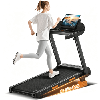SONITU 4-in-1 Treadmill with 16% Incline and Three Touch Screen, Foldable Portable with Handle for Home/Office, 400 lbs Capacity