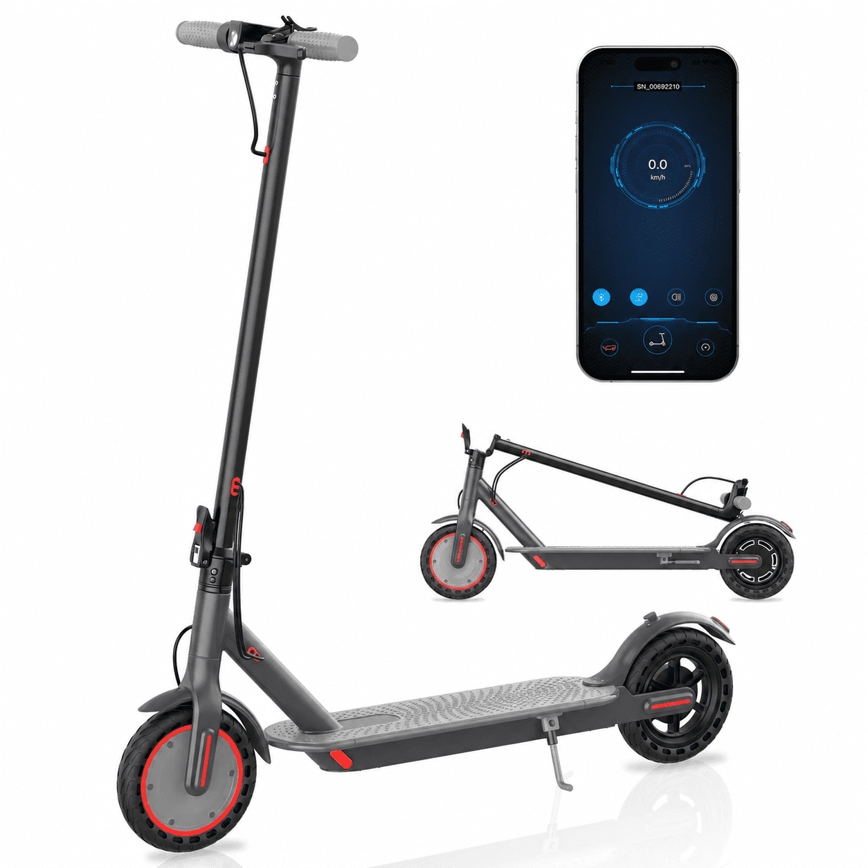Electric Scooter for Adults, Lightweight Commuter E Scooter, Up to 19 MPH & 21 Miles Range, Foldable Electric Scooter with Smart APP Control, 8.5" Solid Tires, UL2272 Certified