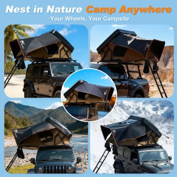 Naturnest Vehicle Roof Top Tent Sirius 2 Hard Shell with Skylight Window & Ladder for SUV Truck Van Jeep Camping