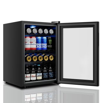 Yeego Beverage Cooler, 77-80 Can Freestanding Mini Beverage Fridge with Glass Door for Drink,2.18 Cu.ft.